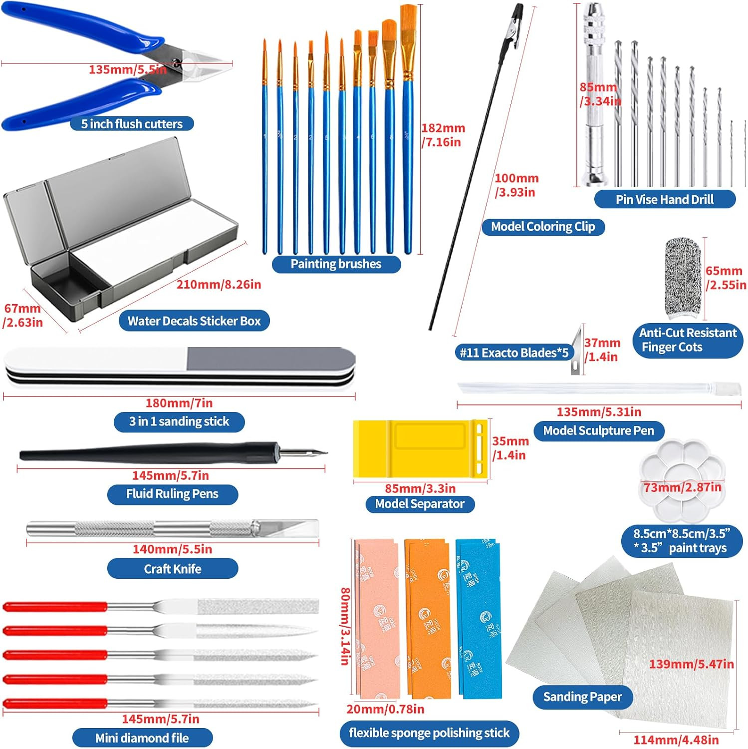 69Pcs Basic Model Tools Craft Set with Hobby Clippers Model Tweezers, Modeler Bu