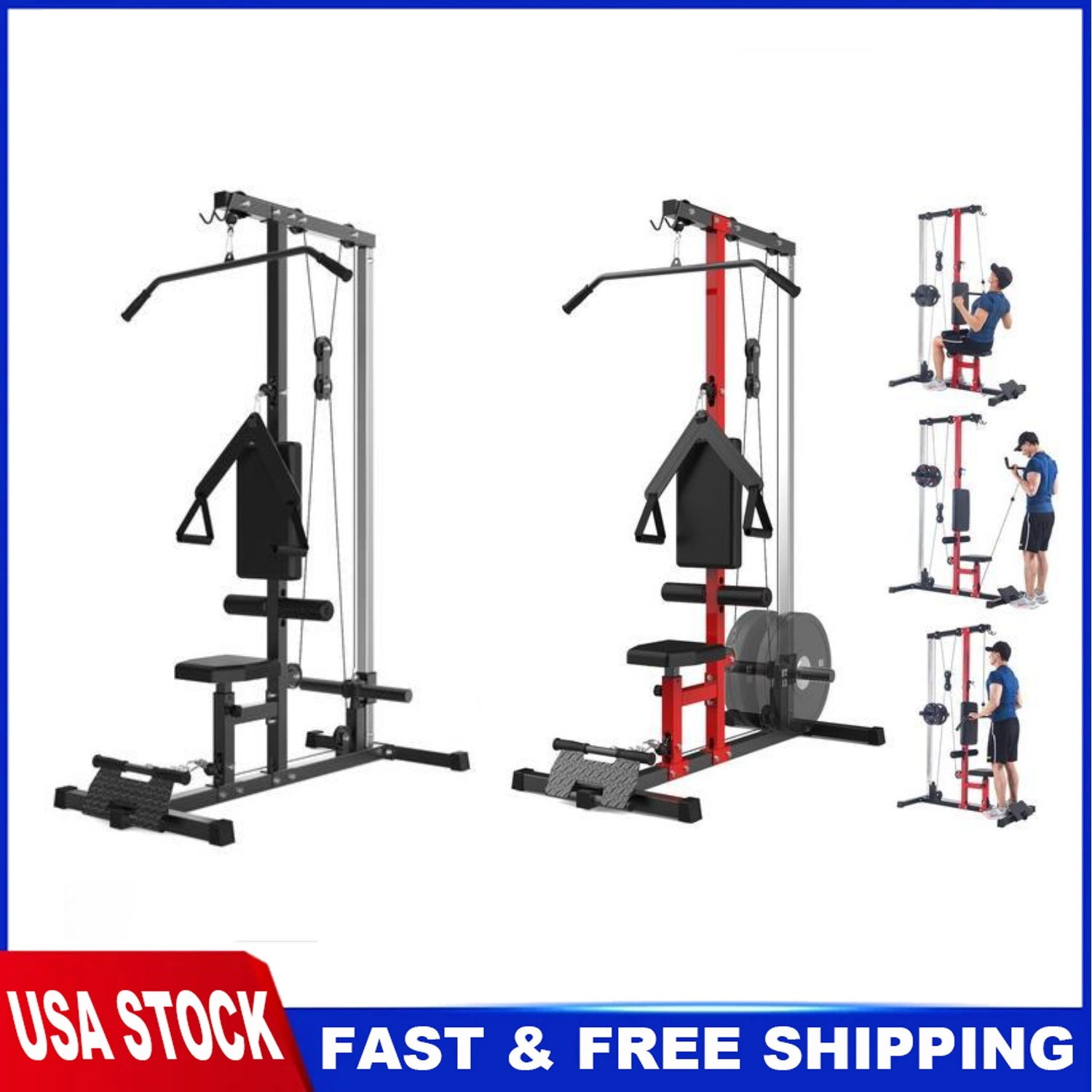 🚩LAT Pulldown Pulley Machine,Cable Attachment Station W/Adjustable Leg Support