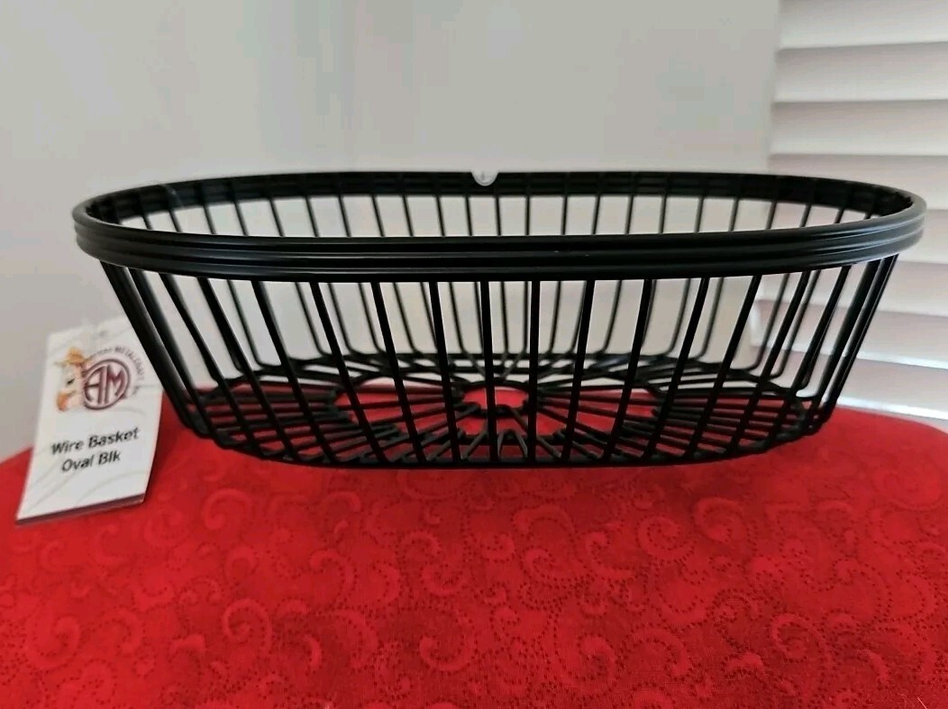 (2) American Metalcraft WBBV90 Wire Basket, Oval Black 9" L x 6" W x 2 ¾" H