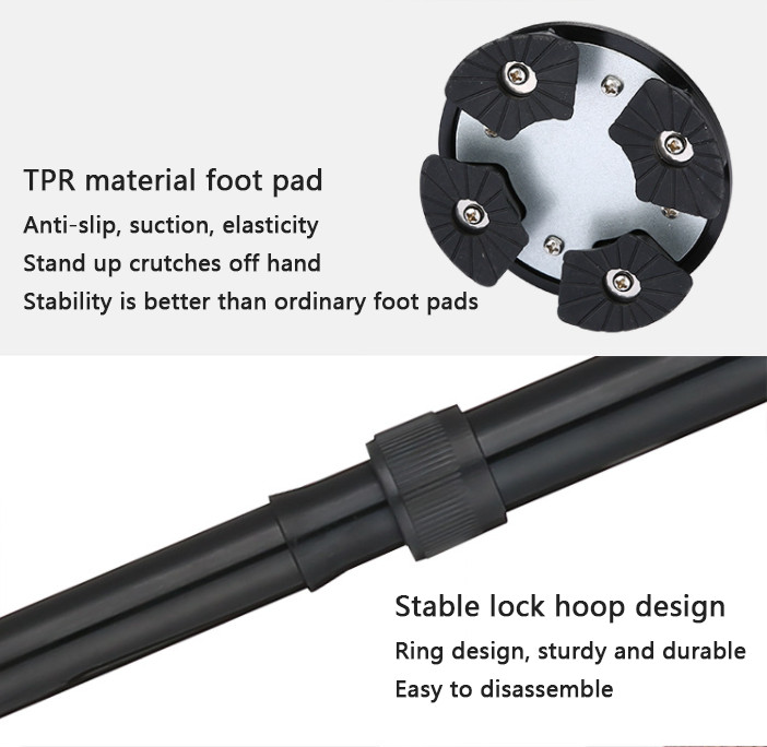 Elder Folding Walking Stick Walking Cane Height Adjustable LED Light Alarm US