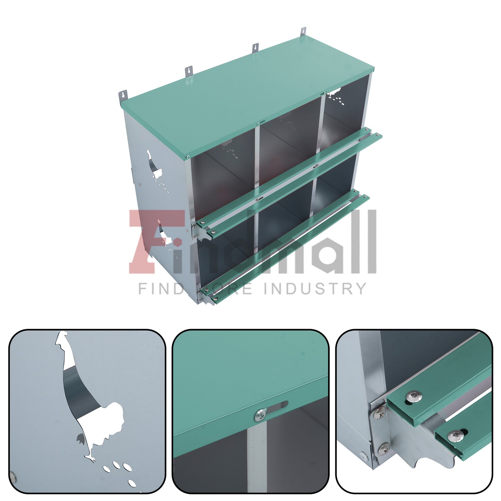 Chicken Nesting Boxes 6 Compartment Metal Poultry Nest Box Wall Mount For Hens