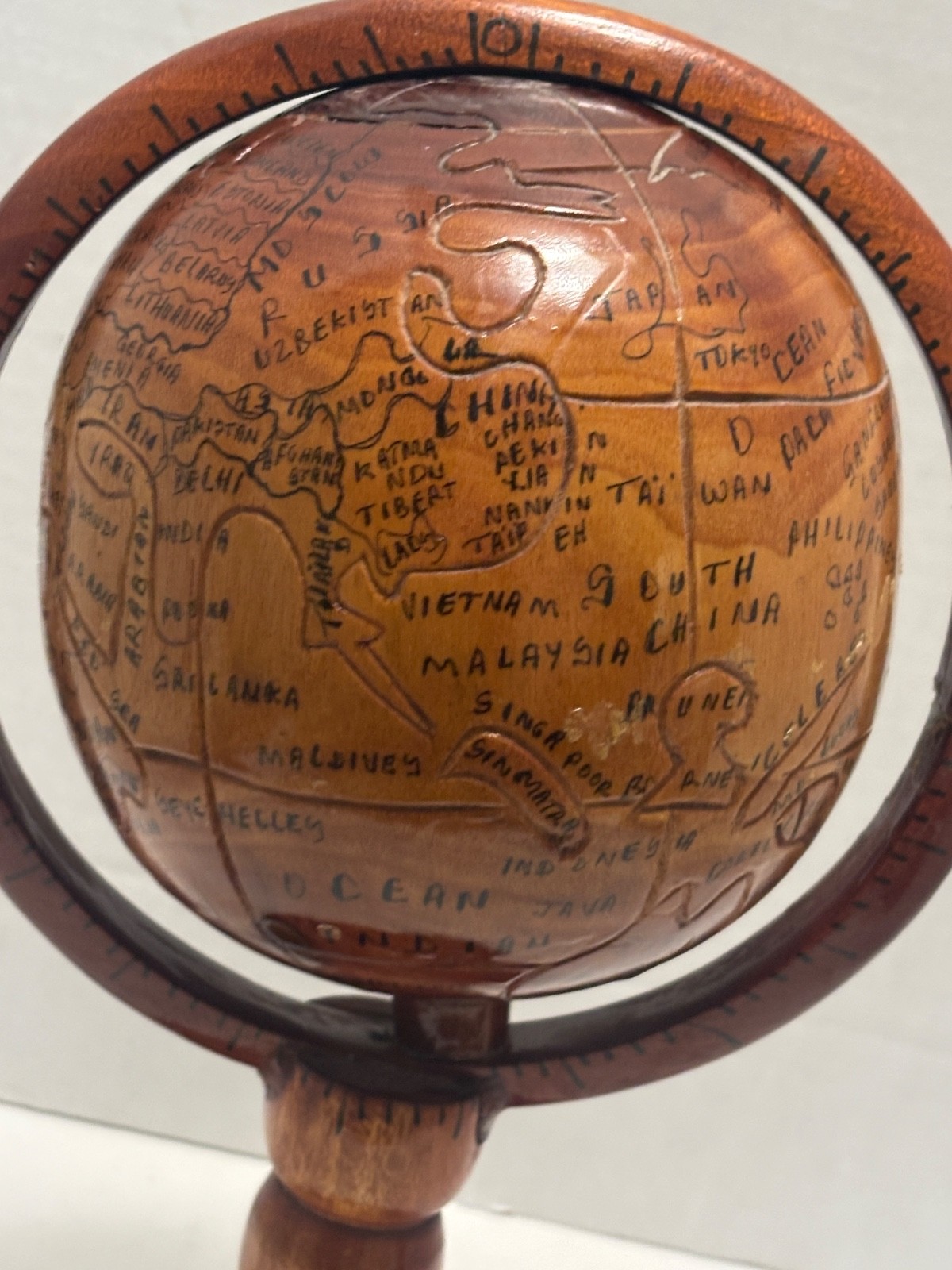Handmade Rustic Terrestrial World Globe 14" Rotating Decorative