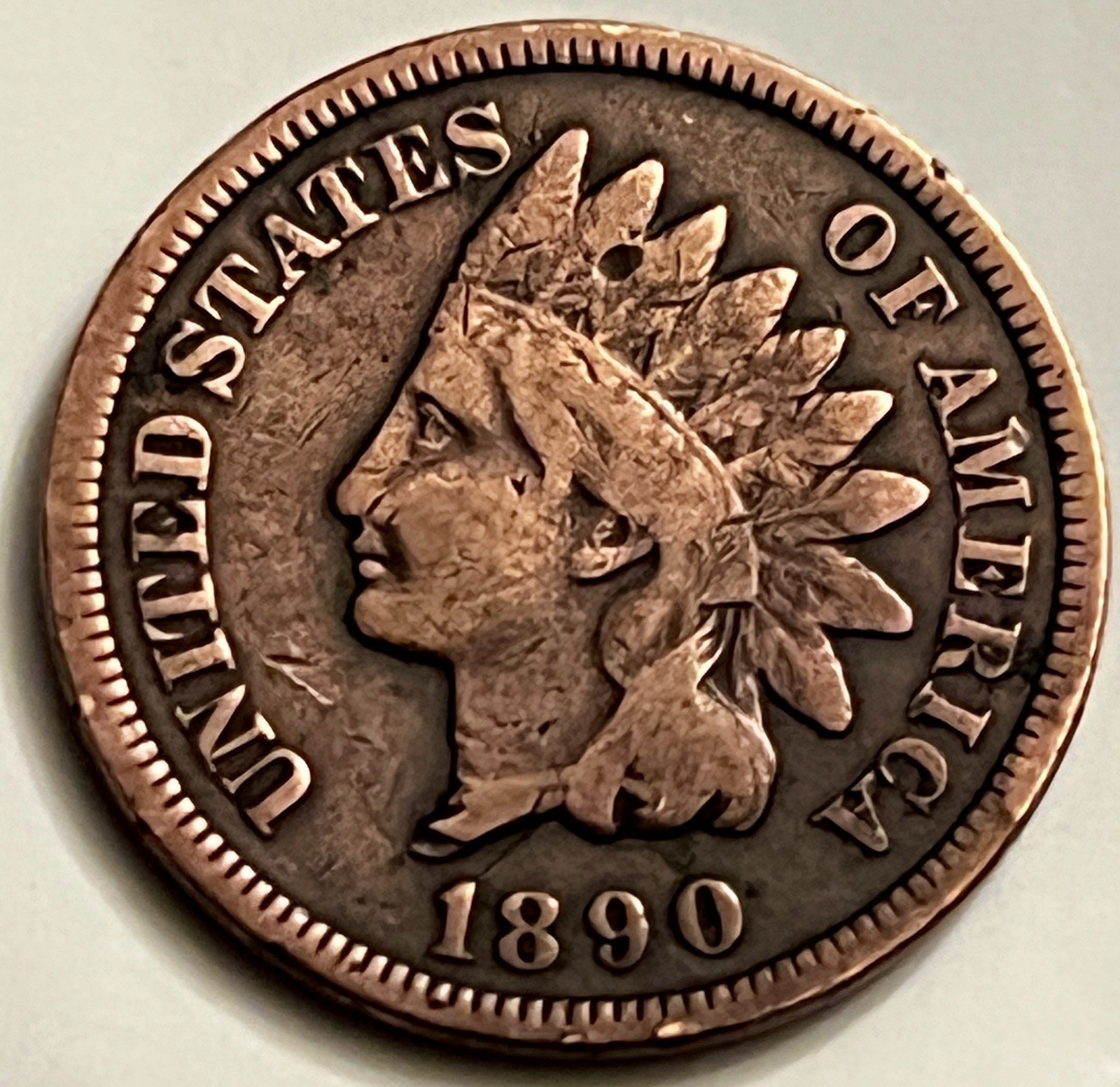 1890 Indian Head Cent 135 Year Old Cent Bold Detail Sharp Reverse BN1358