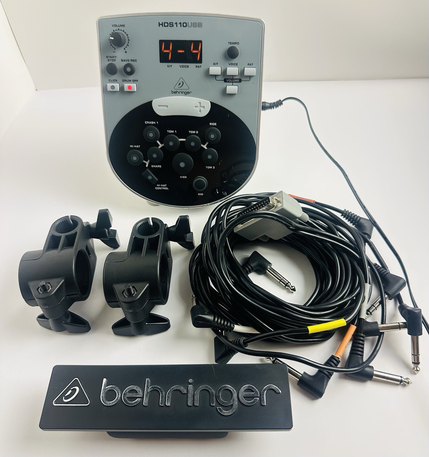 Behringer Electronic Drum Module HDS110USB, W/ Power Adapter /Cable & 2 Clamps