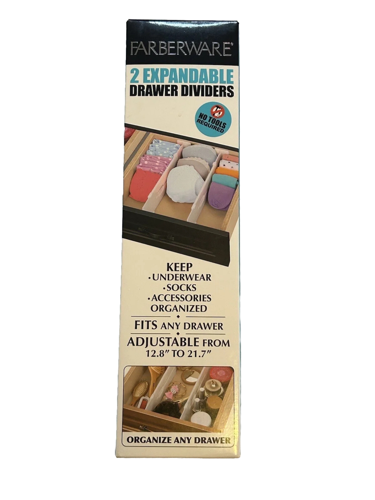 Farberware - NEW - 2 Expandable Drawer Dividers DIY Storage Organizer - NEW