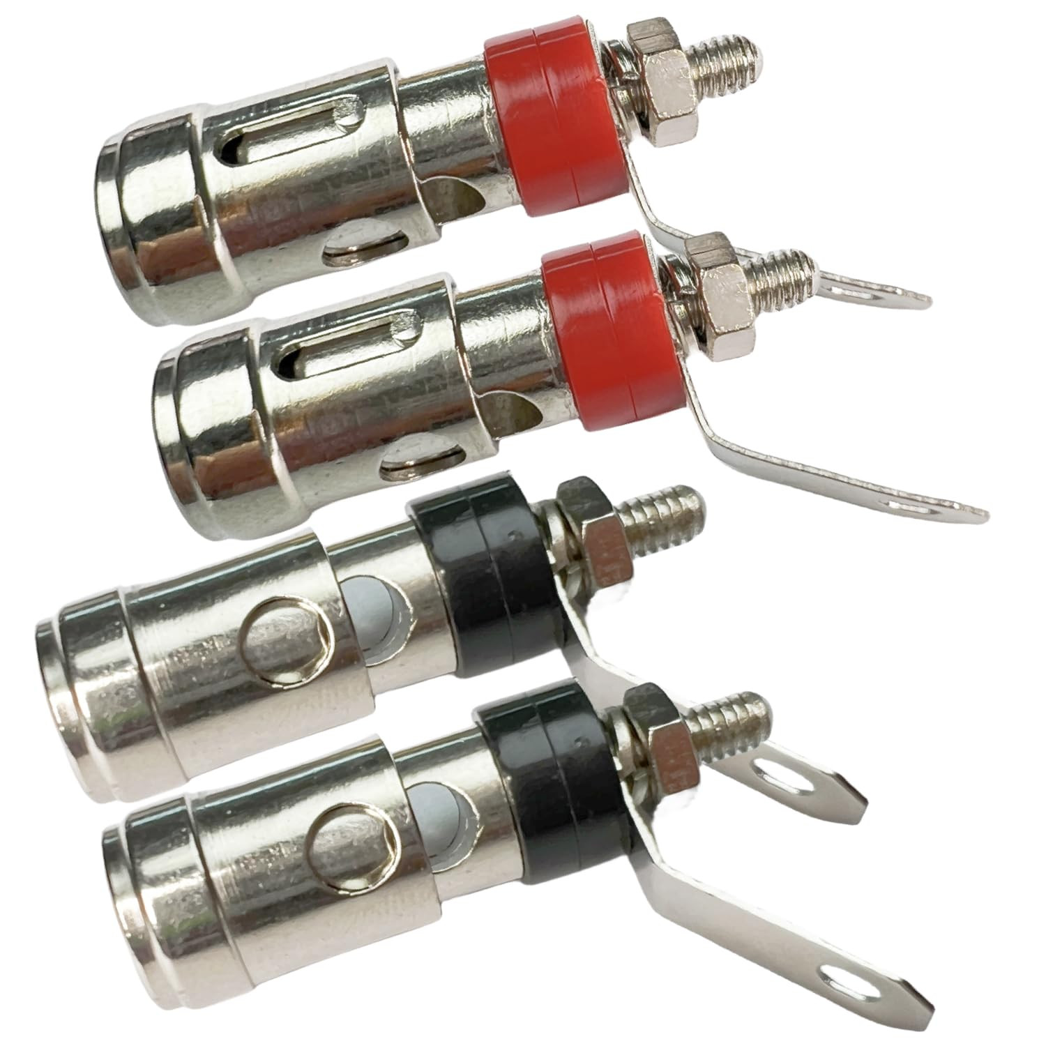 4-Pack Speaker Binding Post Terminals – Spring Loaded Banana Plug Jack Red/Black