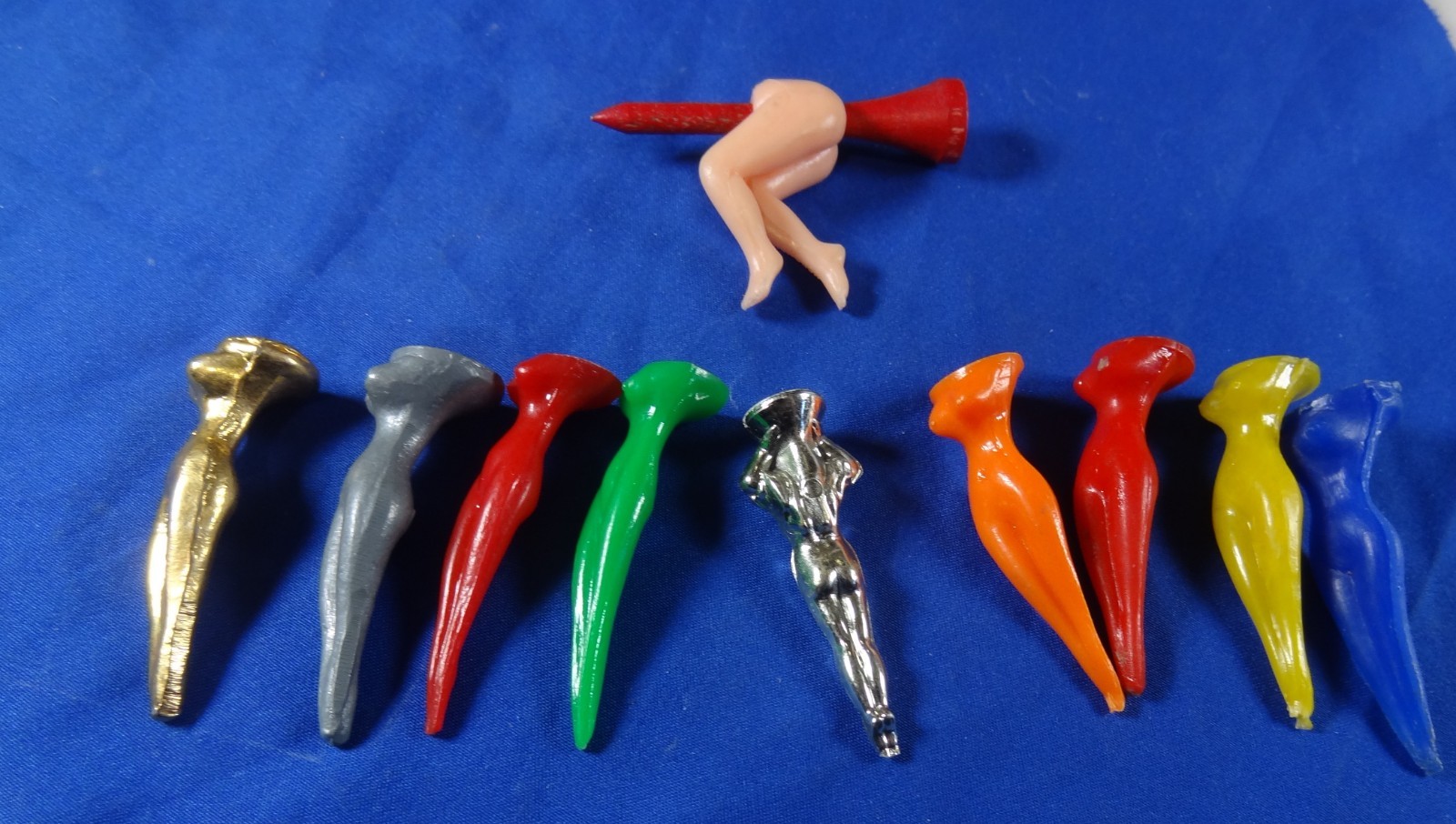 ANTIQUE VINTAGE GOLF TEES GREAT COLLECTION OF 10 NUDE RARE GOLF TEES