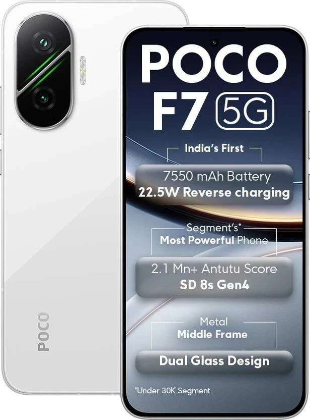 POCO F7 5G (Silver, 256 GB 12 GB ) 8s Gen 4 Processor NFC 6.83" Global Version.