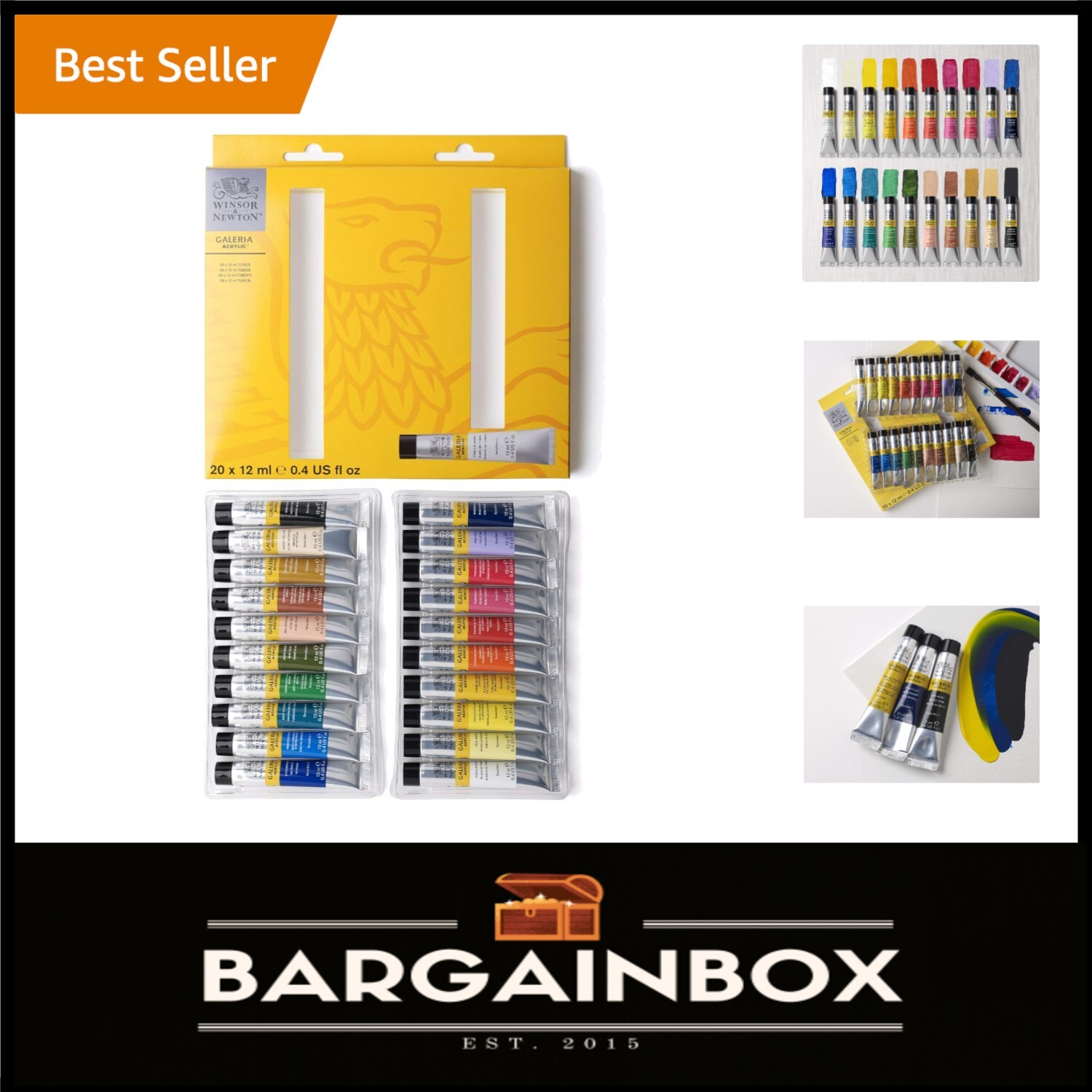 Galéria 20 x 12ml Tube Acrylic Paint Set – Rich Pigments for Indoor/Outdoor Use