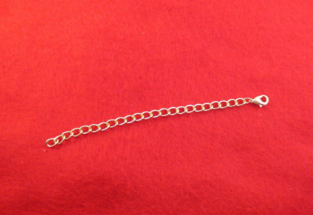 4 INCH GOLD PLATED 4.8MM NECKLACE EXTENDER WITH 12MM LOBSTER CLAW CLASP