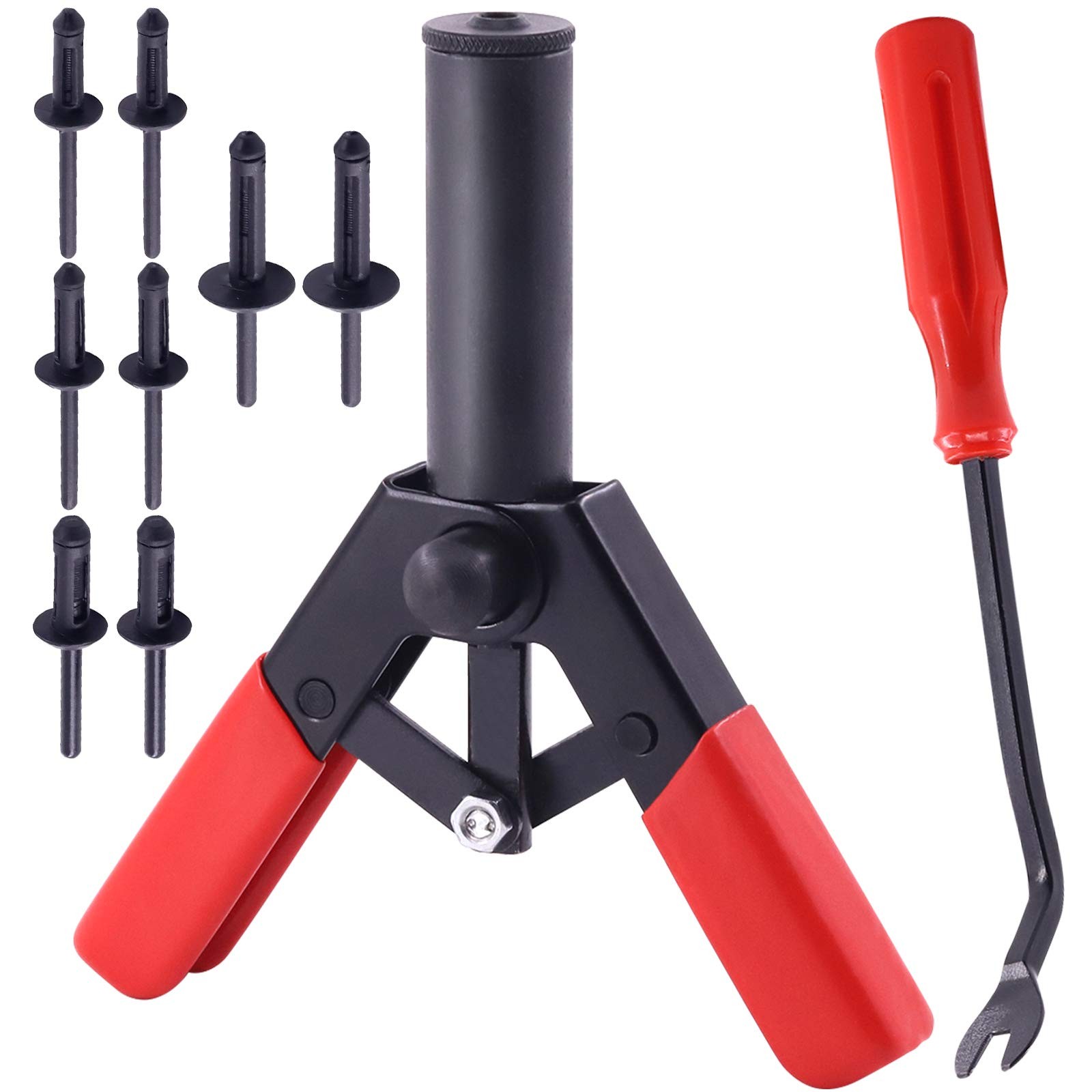 Mardatt 42Pcs Plastic Rivet Gun Set with 40Pcs 4Sizes Nylon Blind Black, Red