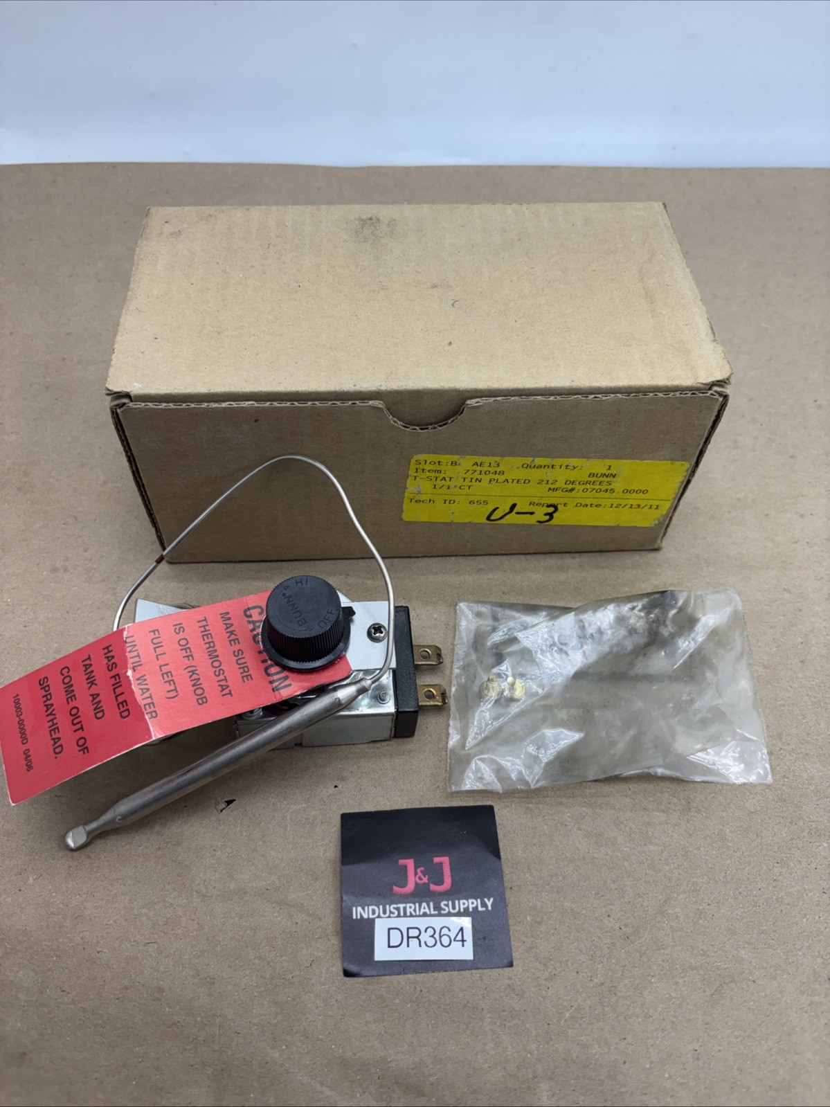 New In Open Box 07045.0000 Bunn Thermostat Assembly,212F Tnd(Std) Genuine OEM