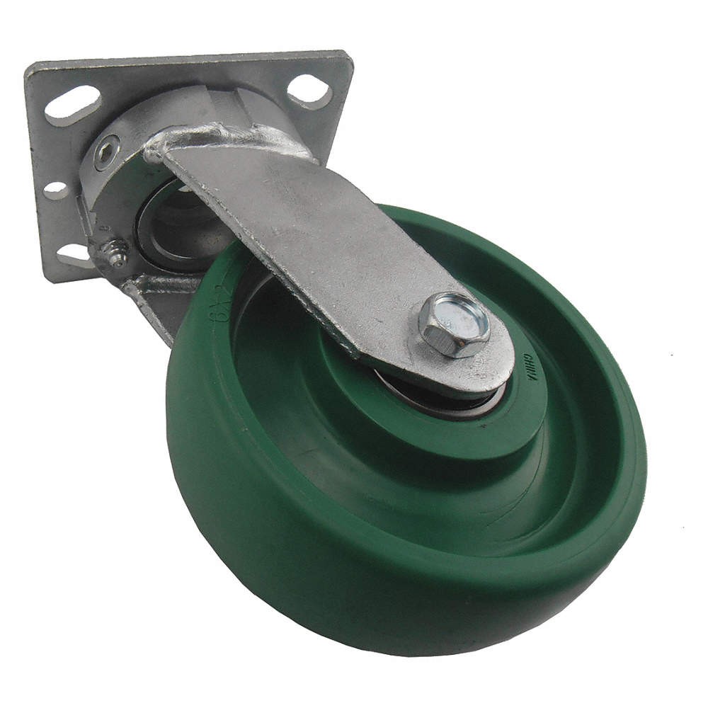 GRAINGER APPROVED 4DE80 Plate Caster,Swivel,Polyurethane,7 1/2"H 4DE80