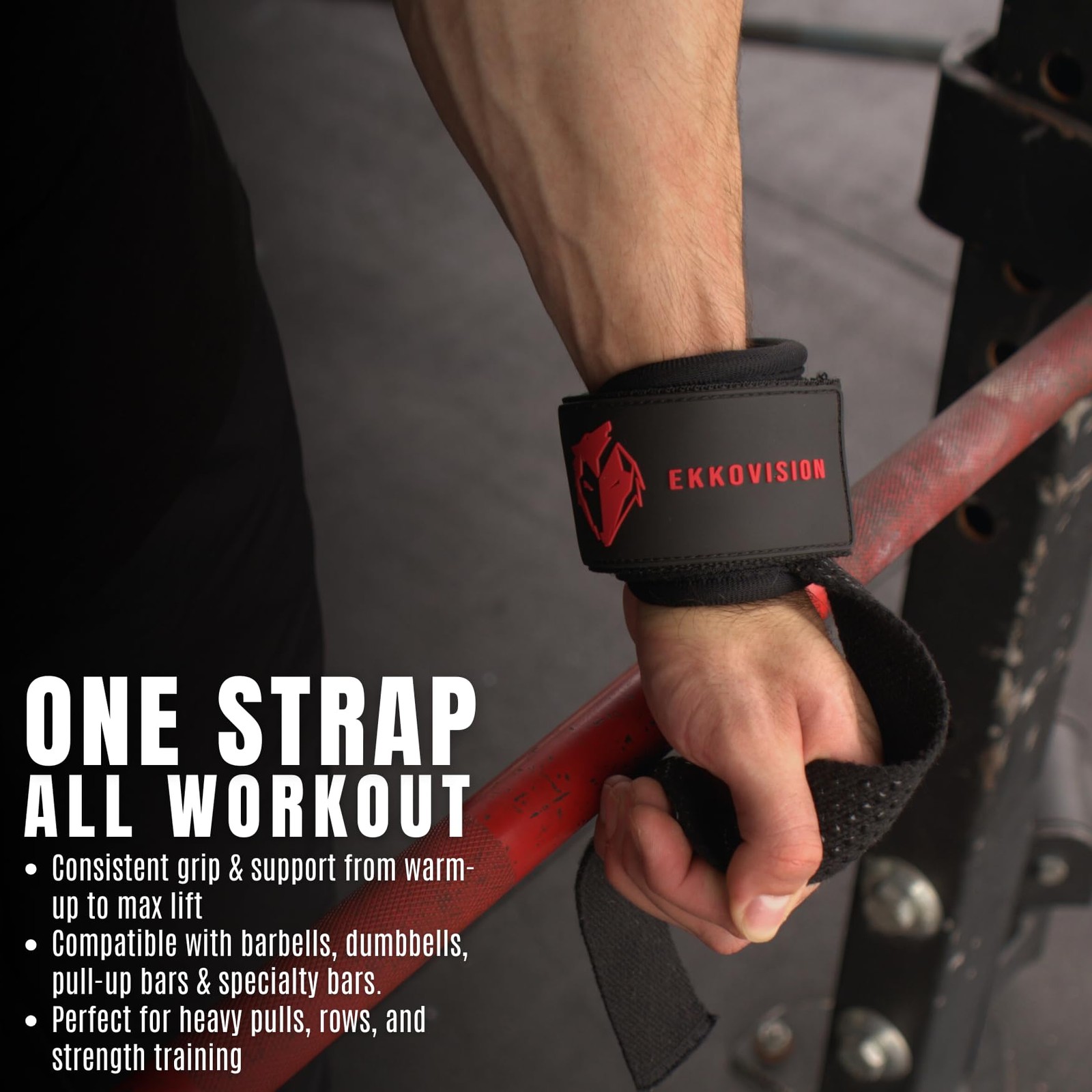 Ekkovision Weight Lifting Straps With Cuffed D Ring, Wrist Support, PHASE3