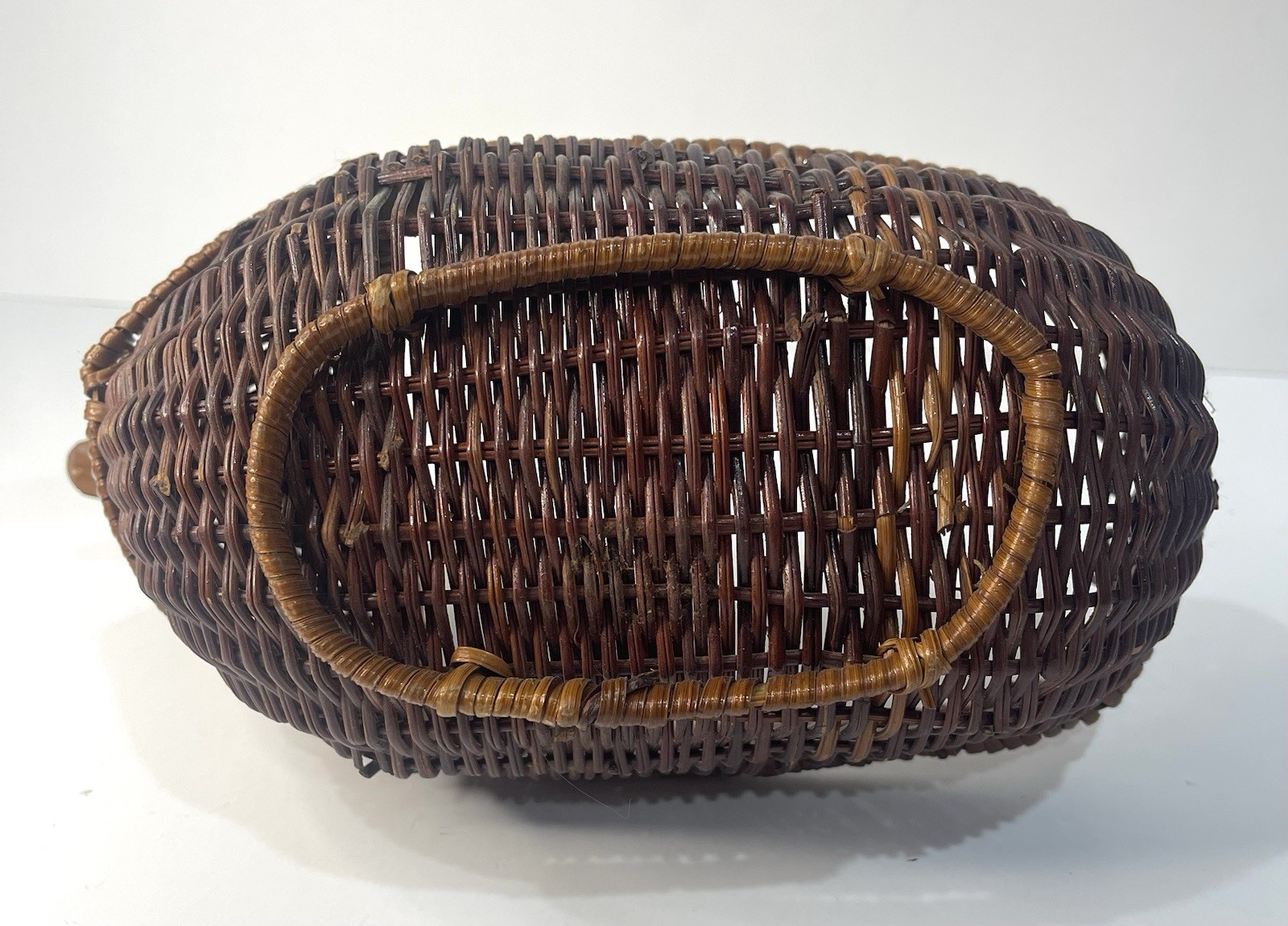 Vtg Ducks-2 Wicker Rattan Basket Wooden Beak 1 HOMCO cottagecore Farmhouse