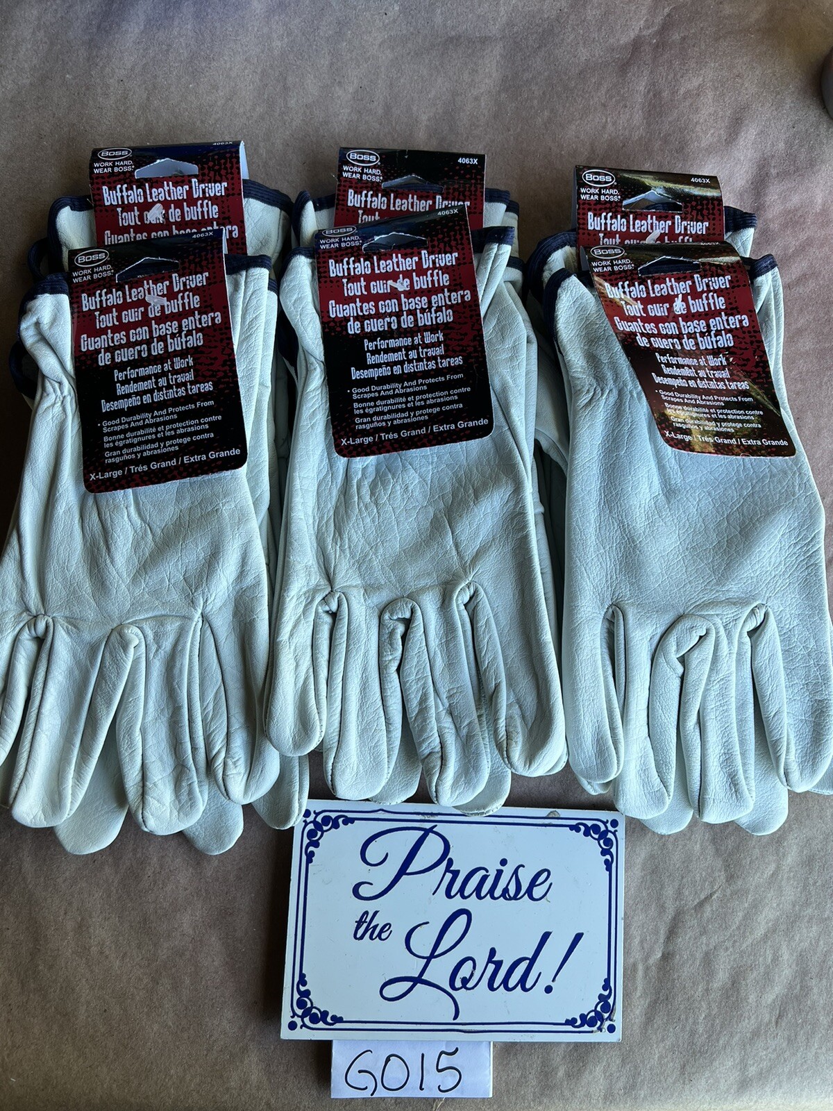 6- Pair Boss 4063X Buffalo Leather Driver Gloves Size X-Large
