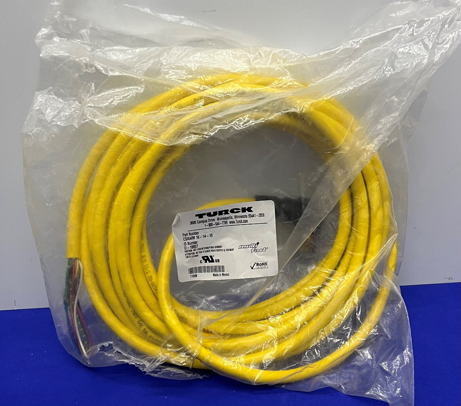 TURCK CABLE CSAWM-16-14-10 U-18807 MULTIFAST MOLDED CORDSET