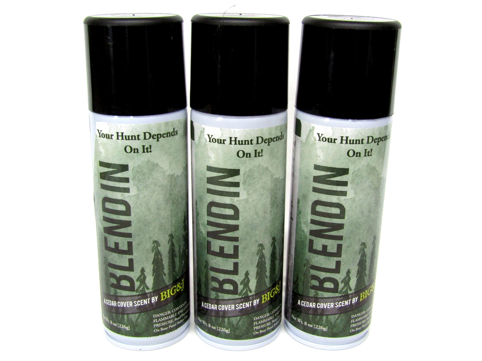 Big & J Blendin Cedar Cover Scent for Hunters - Lot of 3 Cans, 8oz Each