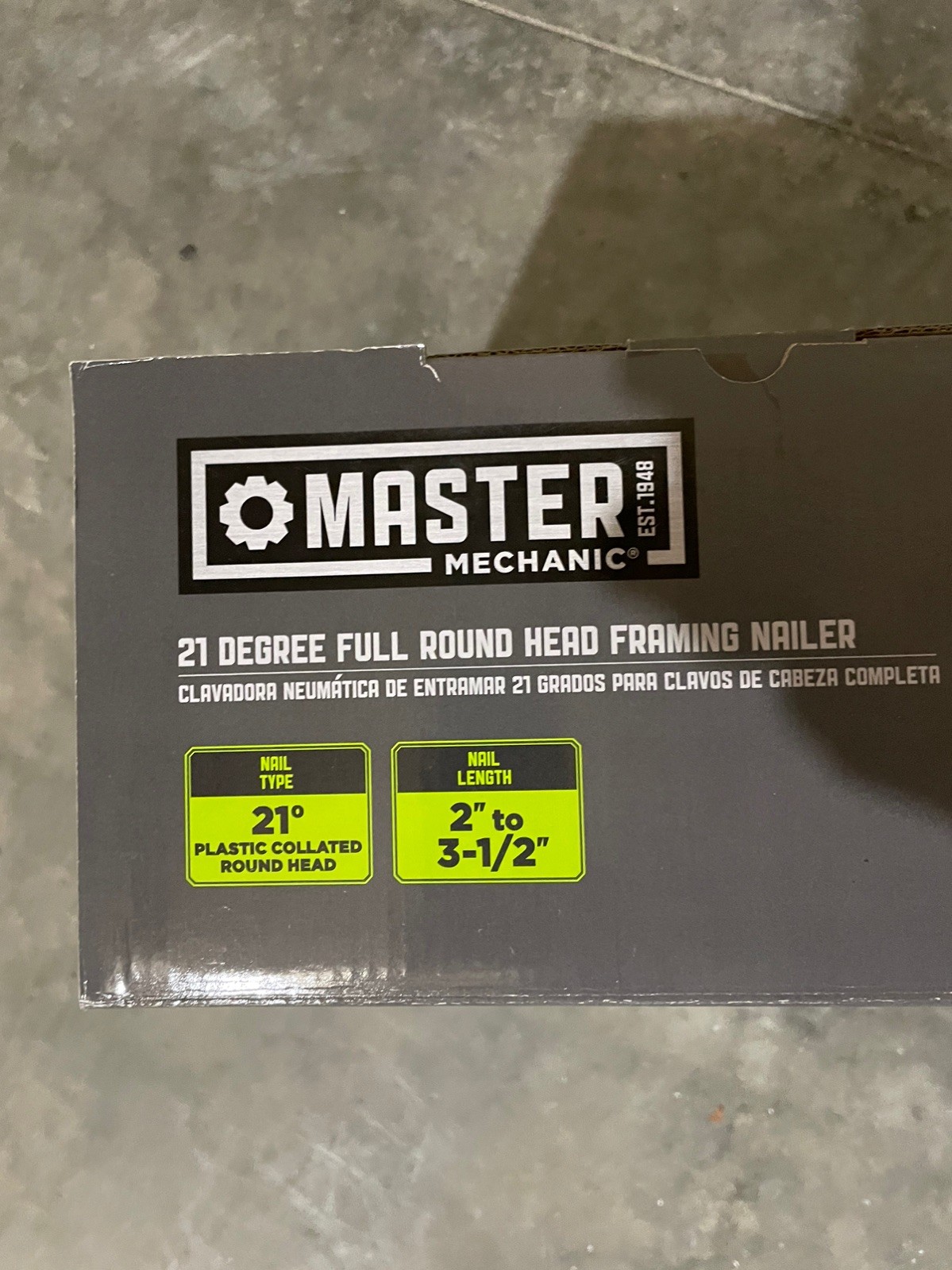 Master Mechanic Framing Nailer with Full Head and Tool Free Depth Adjustment