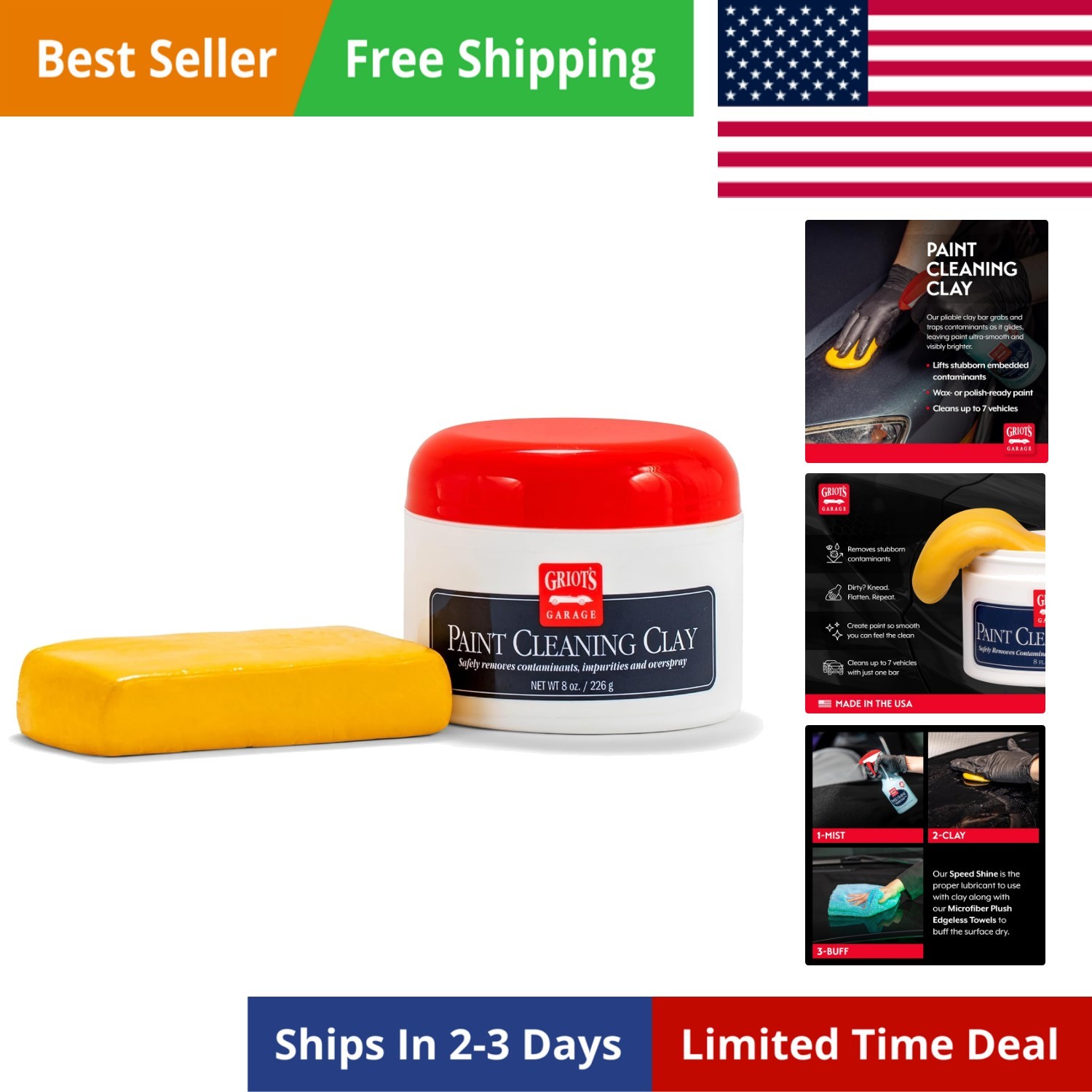 Paint Cleaning Clay for Car Detailing, Removes Dirt and Grime to Prep Paint f...