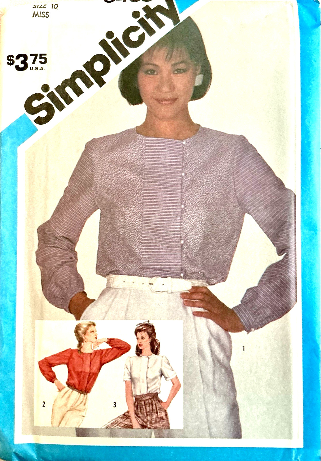 UNCUT Miss Loose-Fitting Blouse Simplicity 6465 Vintage 1984 Instructions Incl