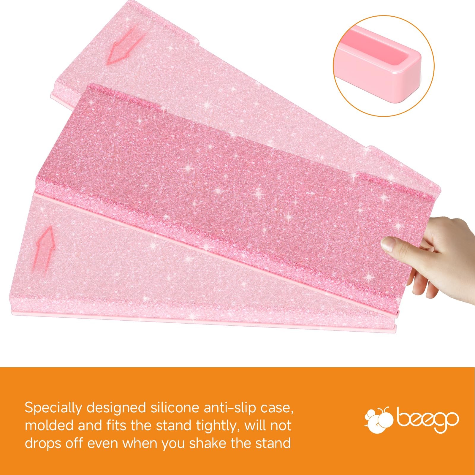 BEEGO Ergonomic Computer Keyboard Stand - Glitter Pink Acrylic Keyboard Riser...