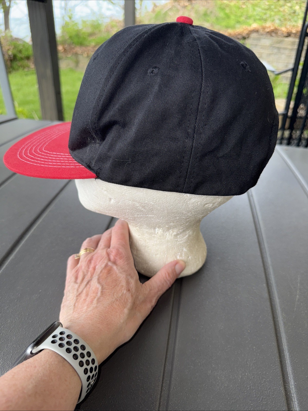 Lagunitas IPA India Pale Ale sparkle bottle patch on Black Hat Red bill Snapback
