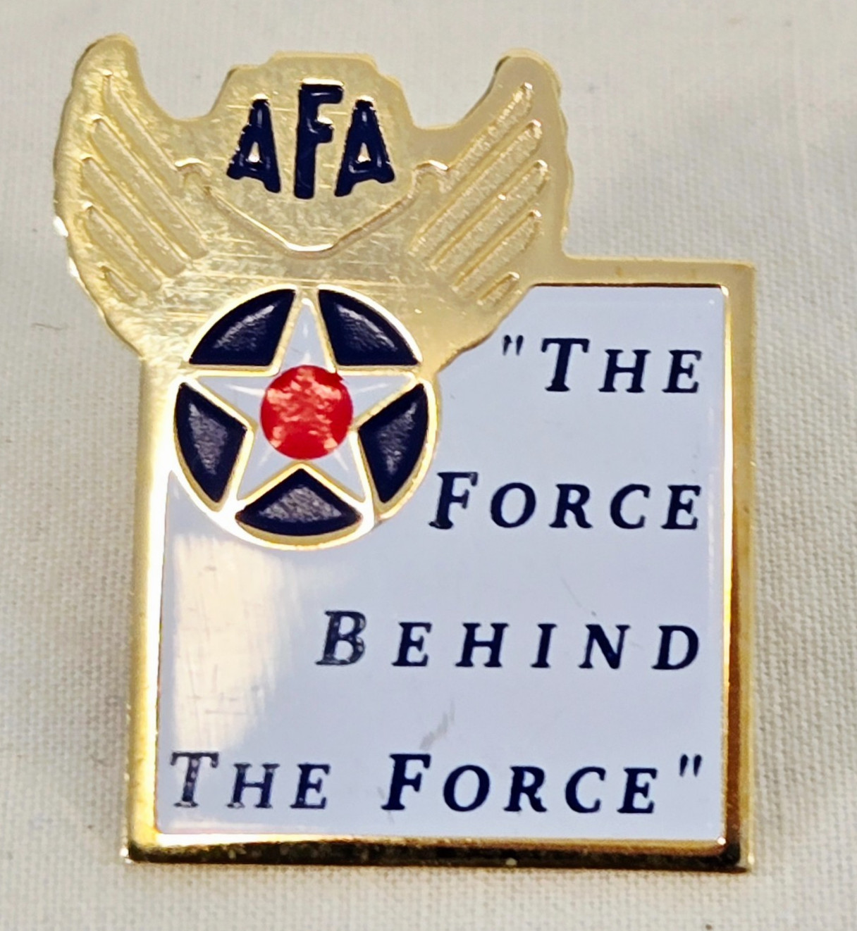 AFA Air Force Association Pin "The Force Behind the Force" Gold Tone Pin