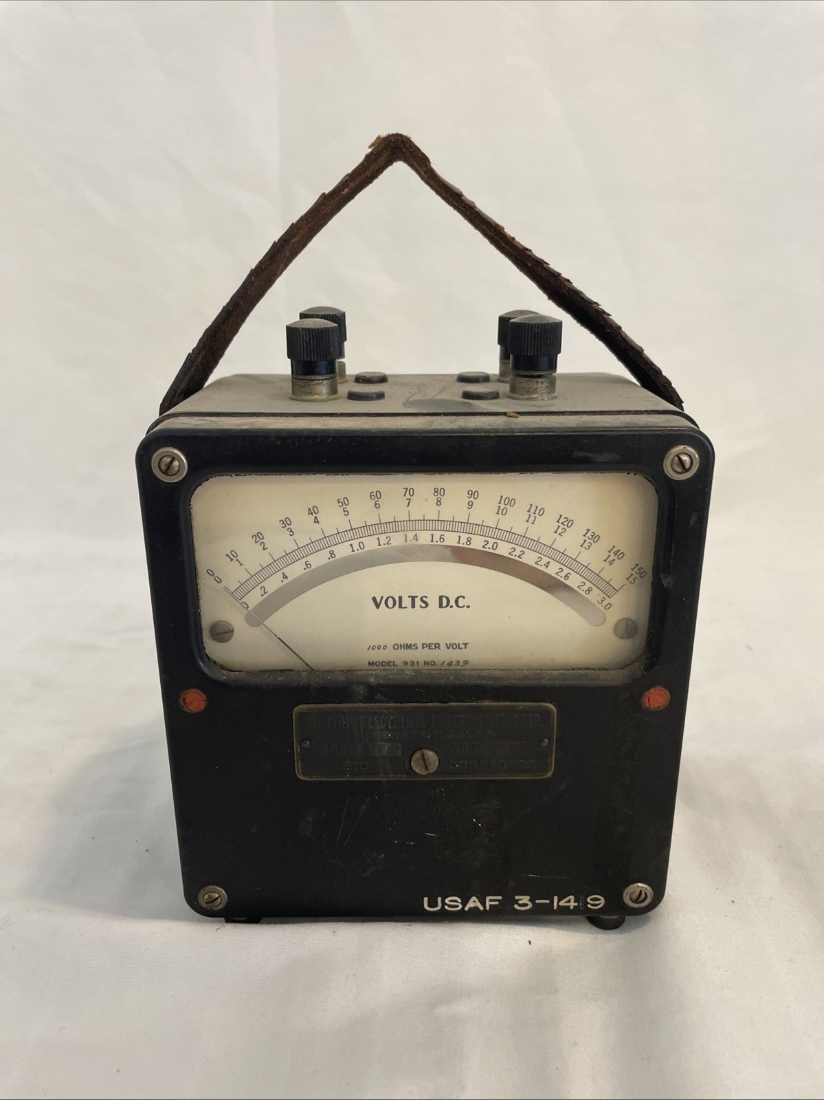 Weston Model 931 DC Voltmeter 0-3 0-15 0-150V Portable USAF Military Antique