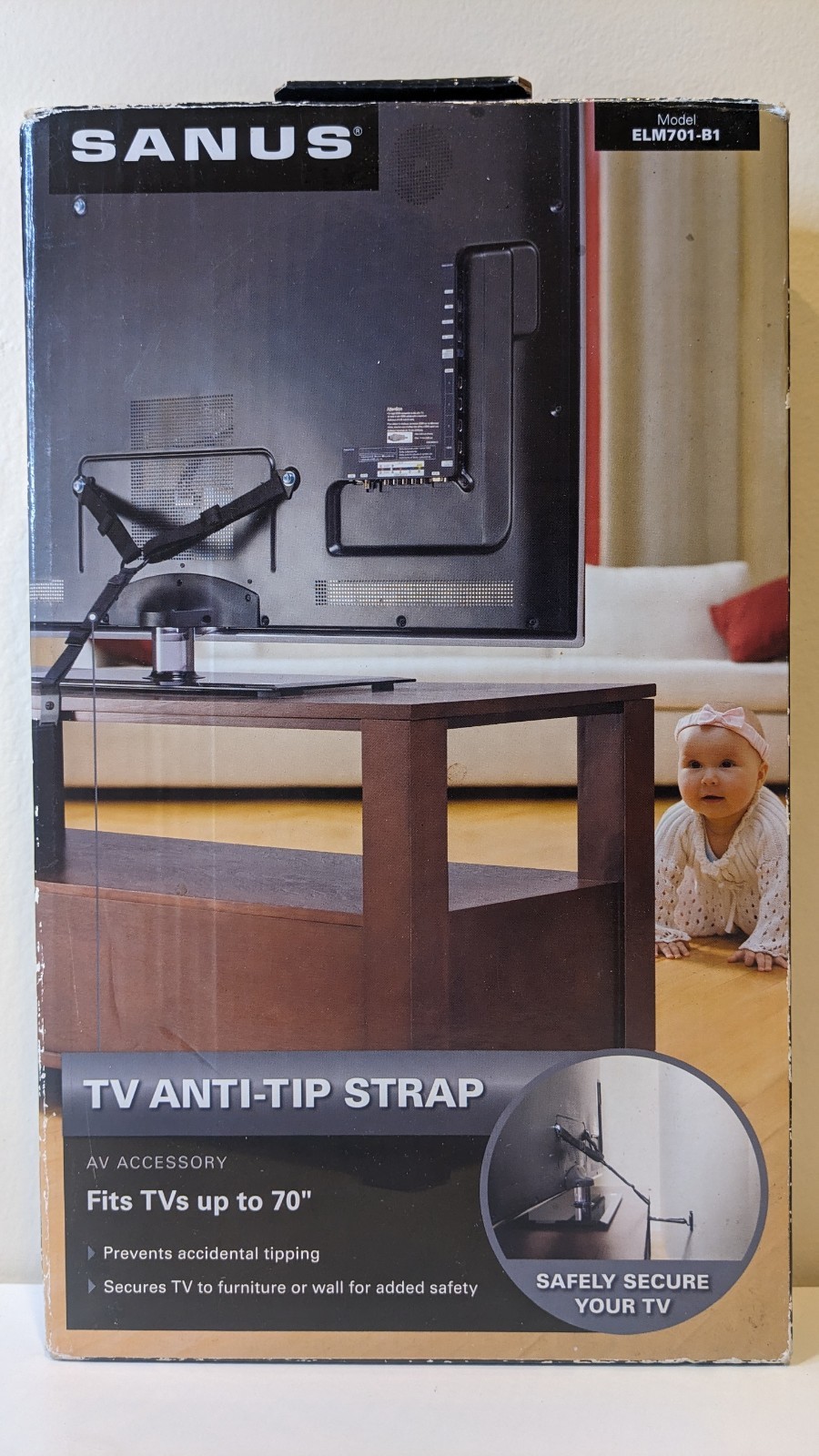 SANUS ELM701-B1 TV Anti-Tip Safety Strap Universal Fit Up to 70"