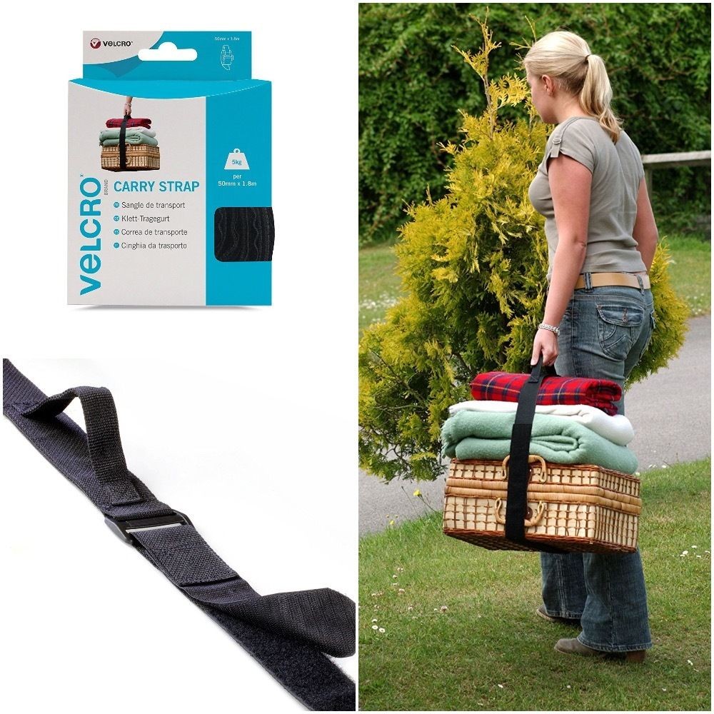 TOUCH FASTENER Brand Carry Strap with Handle Adjustable Black 5x1.8 m 5kg Weight