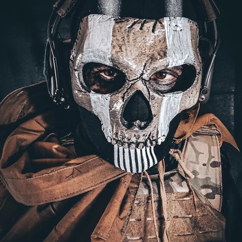 Skull Full Face Mask Latex Tactical For Cosplay Halloween Adjustable Breathable