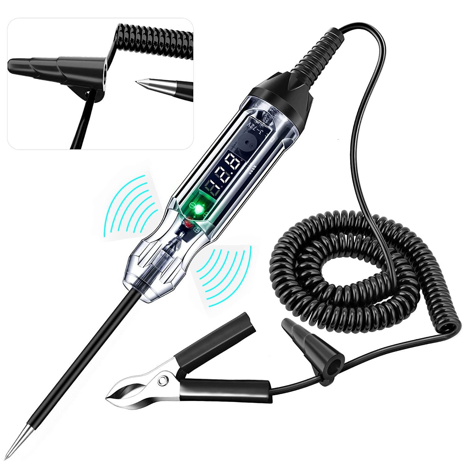 3-72V Buzzer Automotive Test Light, Heavy Duty Digital LED Circuit Tester with
