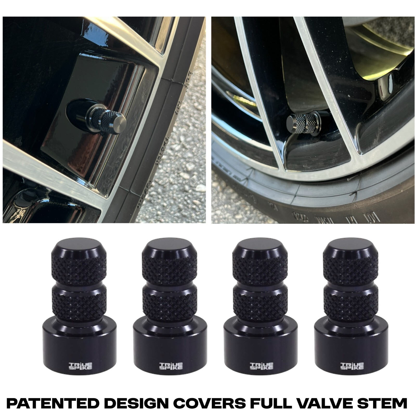WHEEL COMPLETE AIR VALVE STEM CAP COVER KIT BILLET FOR PORSCHE 992 911 BLACK
