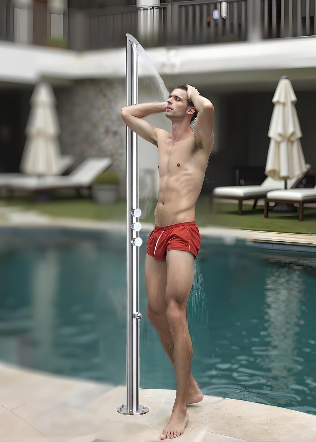 Wayime 85" Free Standing Stainless Steel 304 Outdoor Shower Poolside Garden DOE