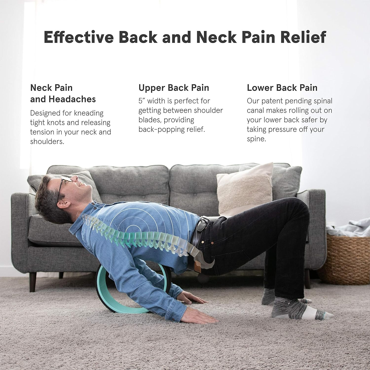 Wheel Foam Roller - Back Pain Relief & Deep Tissue Massage, High-Density Trigger