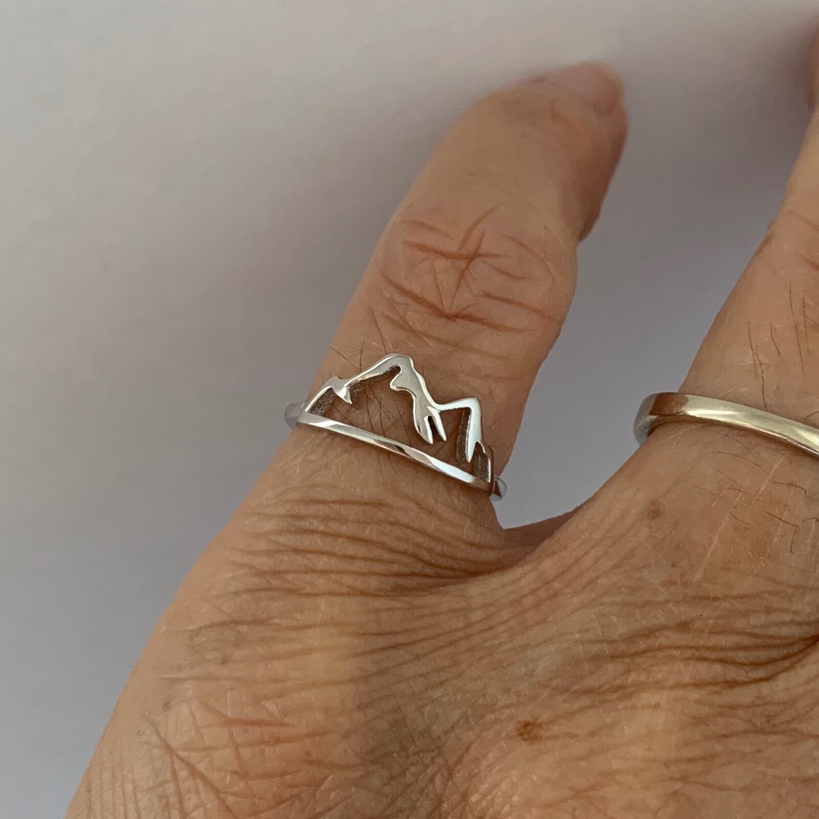 Sterling Silver Mountain Toe Ring, Silver Rings, Rock Ring, Hiking Ring