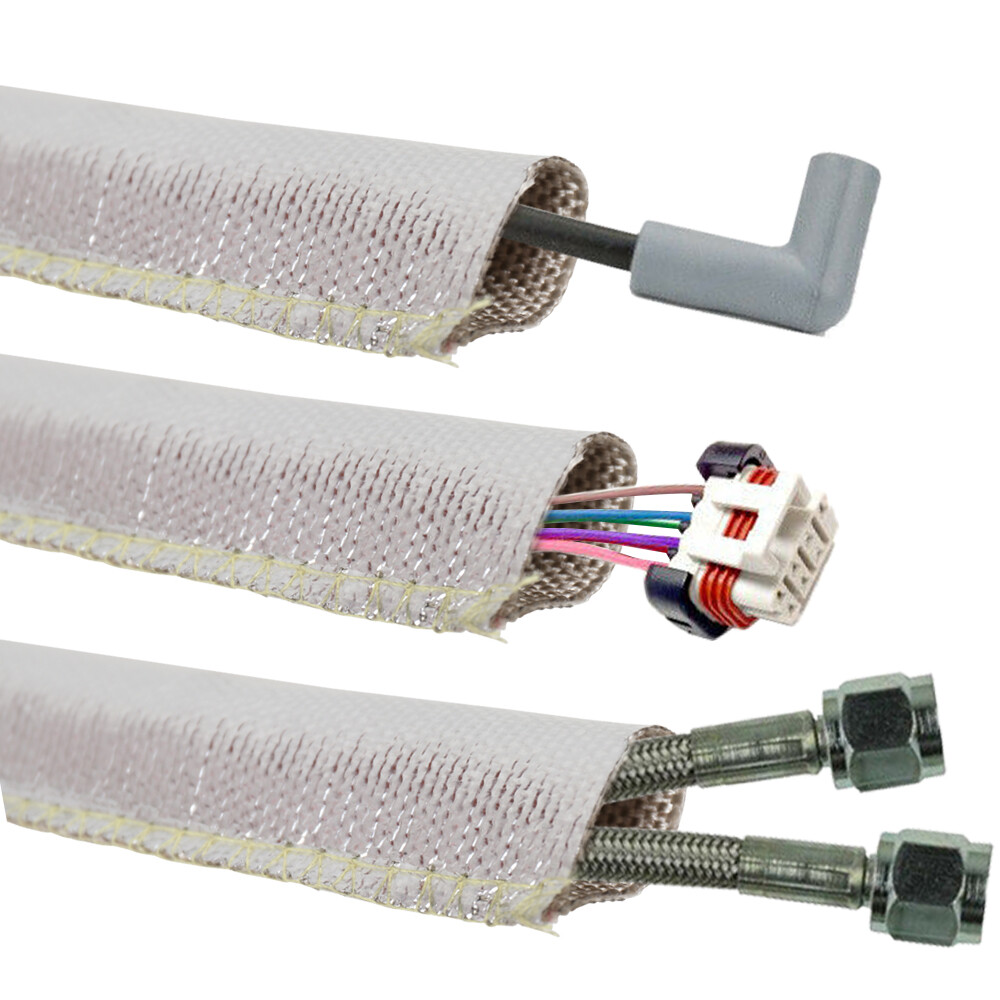 Metallic Heat Shield Sleeve Insulated Wire Hose Cover Wrap Loom Tube 1" ID 3 Ft