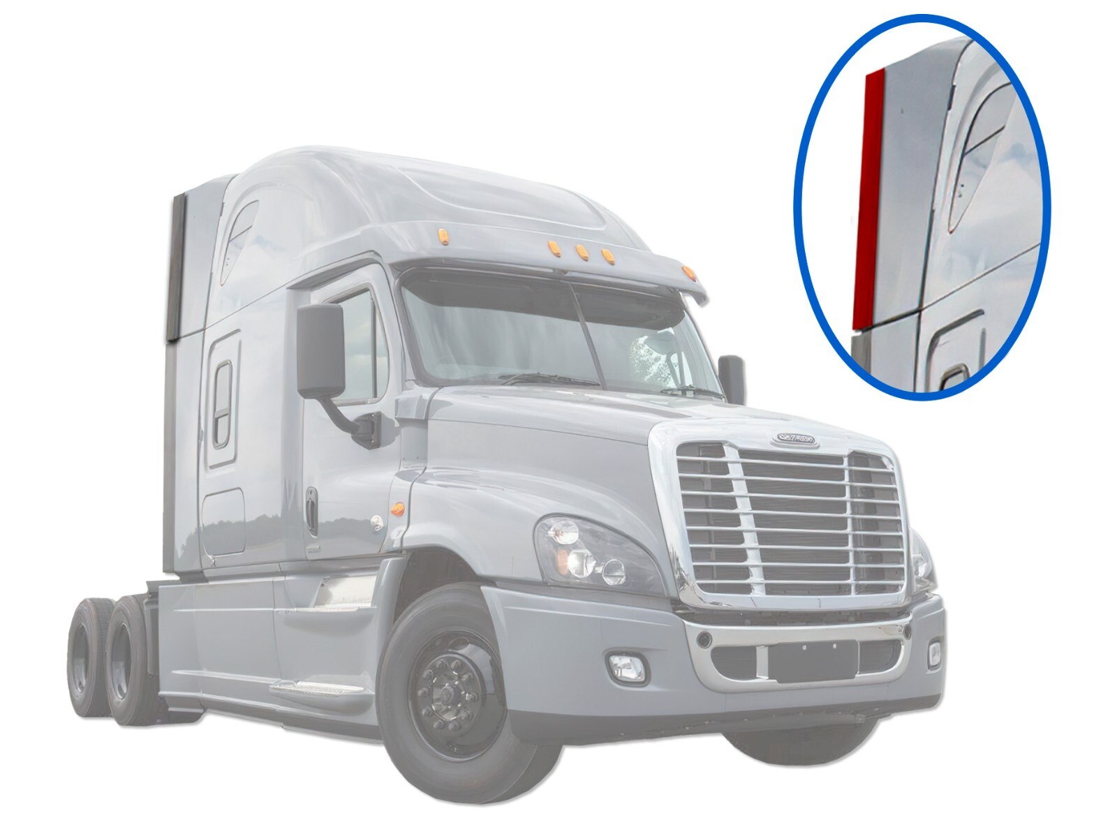 Upper Cab Fairing Extension for Right Side, Freightliner Cascadia 2008-2016