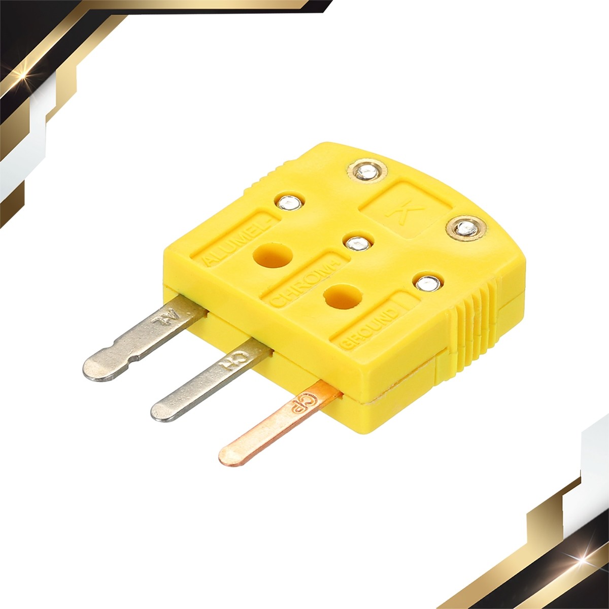 K Type Thermocouple Wire Connectors Male Plug 3Prong Flat Pin Temperature 220°C