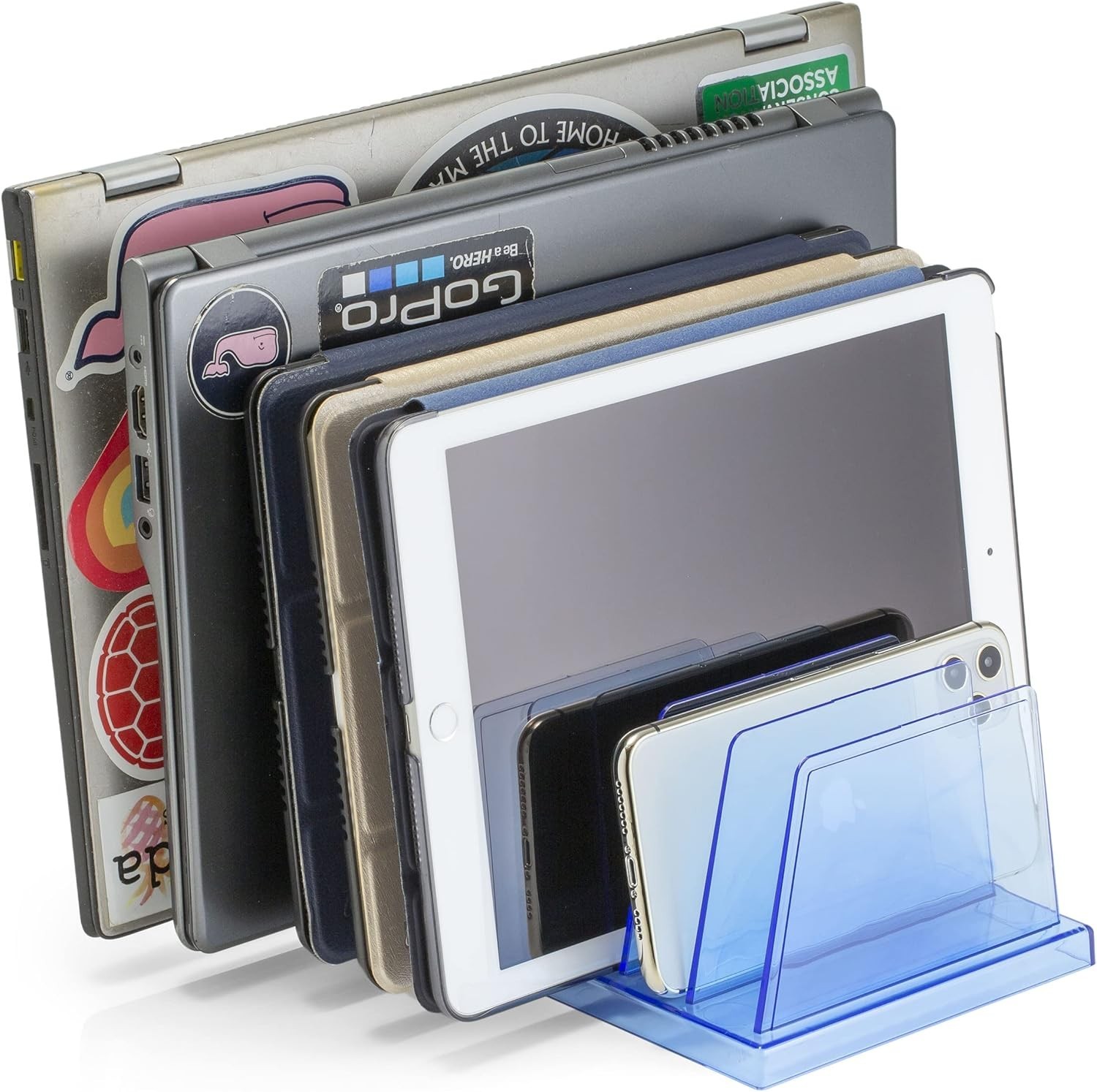 Blue Glacier 7-Compartment Desktop Organizer - Transparent Blue Elegance