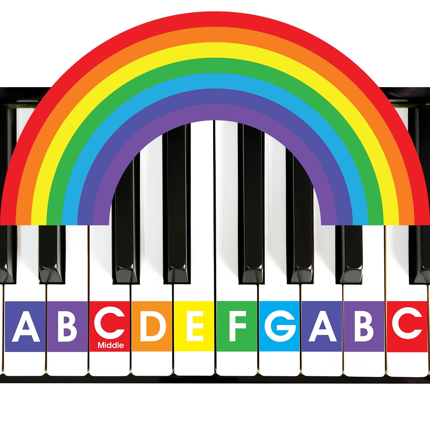 QMG Rainbow Color Piano & Keyboard Note Stickers – Removable, No