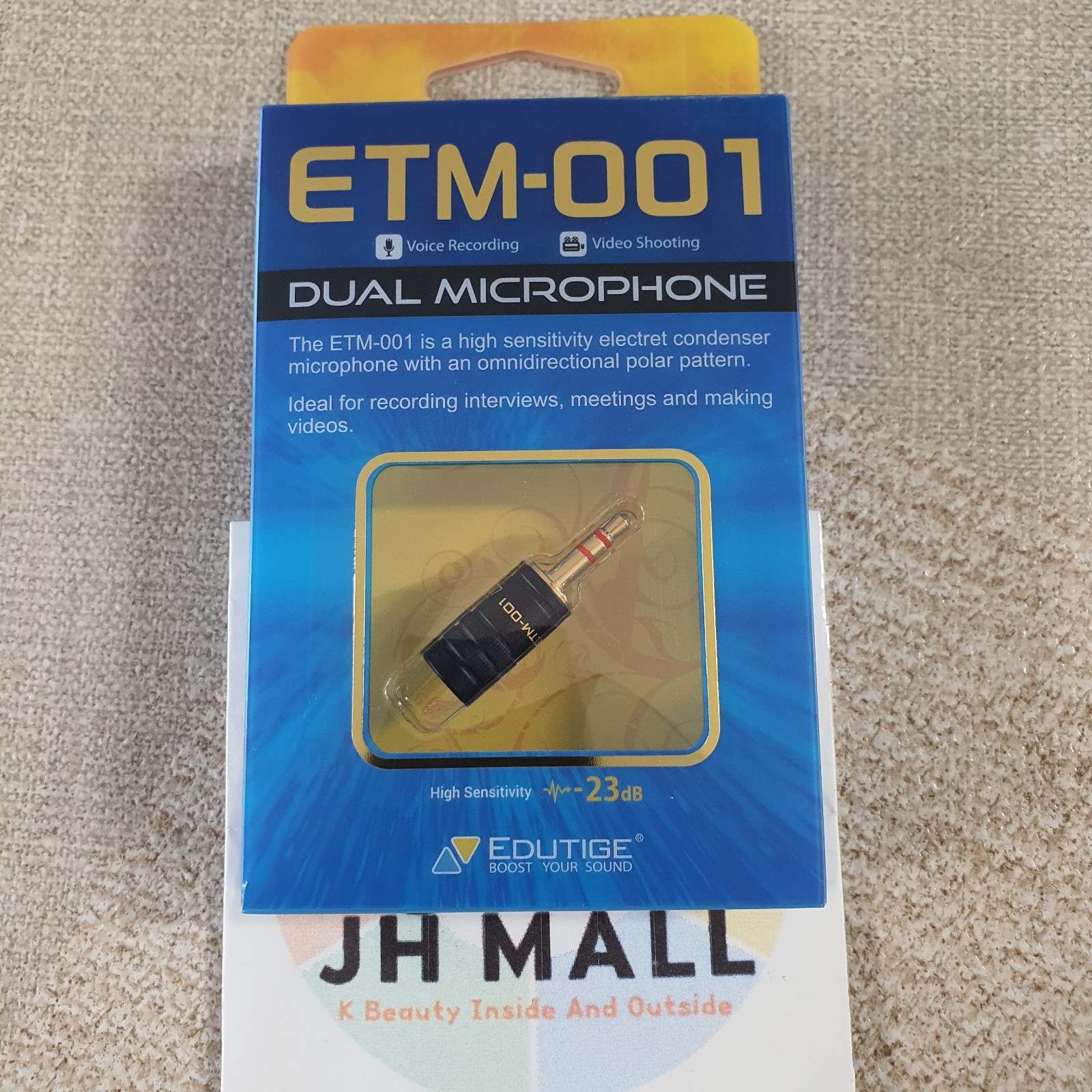 EDUTIGE ETM-001 3.5mm 3-Pole Microphone for GoPro, DSLR, PC, Audio Recorder