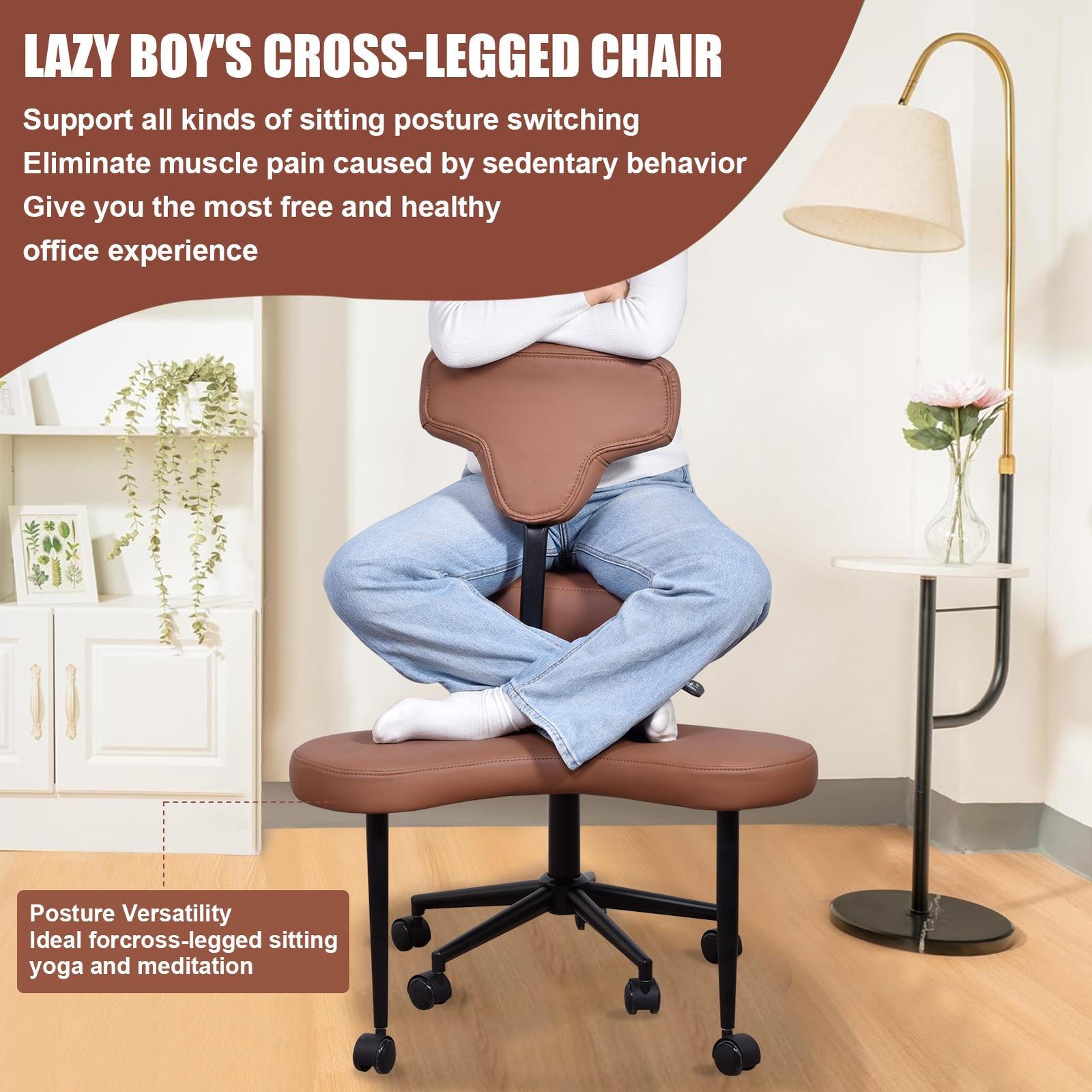 Meditation Chair, ADHD Chair, Cross Legged Office Chair with Wheels New
