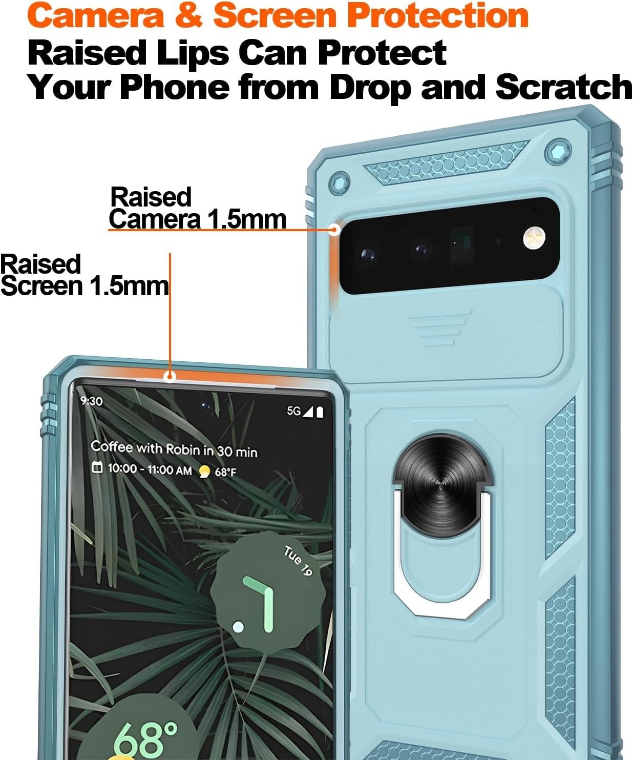 Google Pixel 6 Pro Case with Camera Slider and Kickstand Green