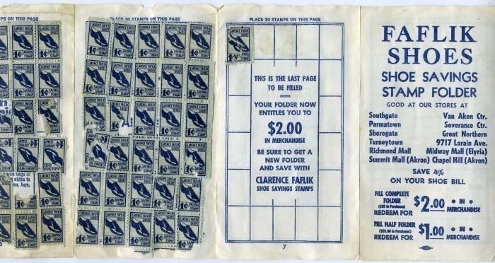 Clarence Faflik Shoe Savings Stamp Folder Cleveland Ohio 1940's