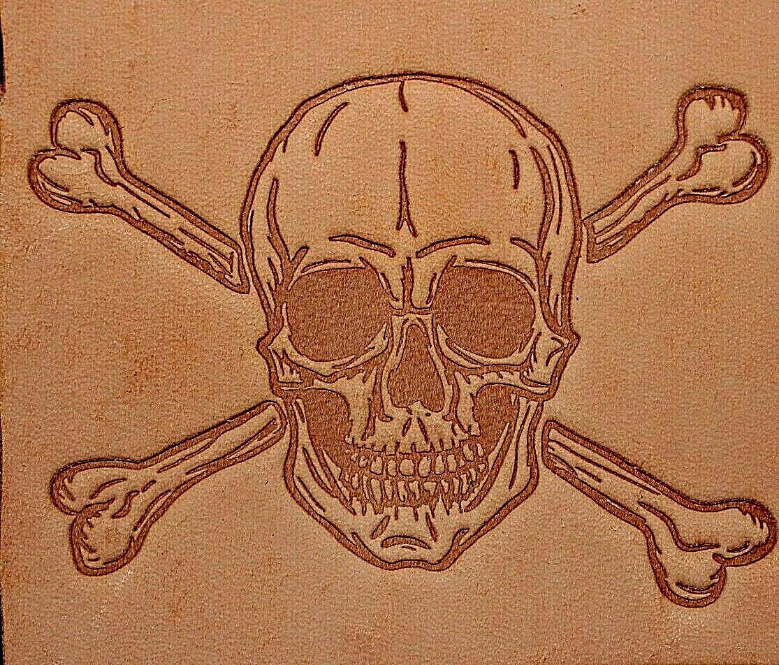 ACRYLIC Leather Embossing Stamp SKULL CROSSBONES for Veg Tanned Leather