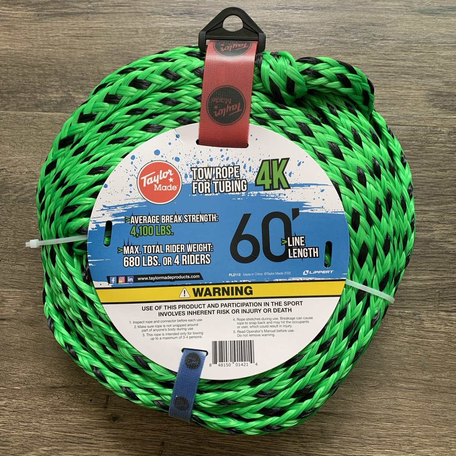 TaylorMade 4-Rider Towable Tube 60 ft Rope for Water Sports