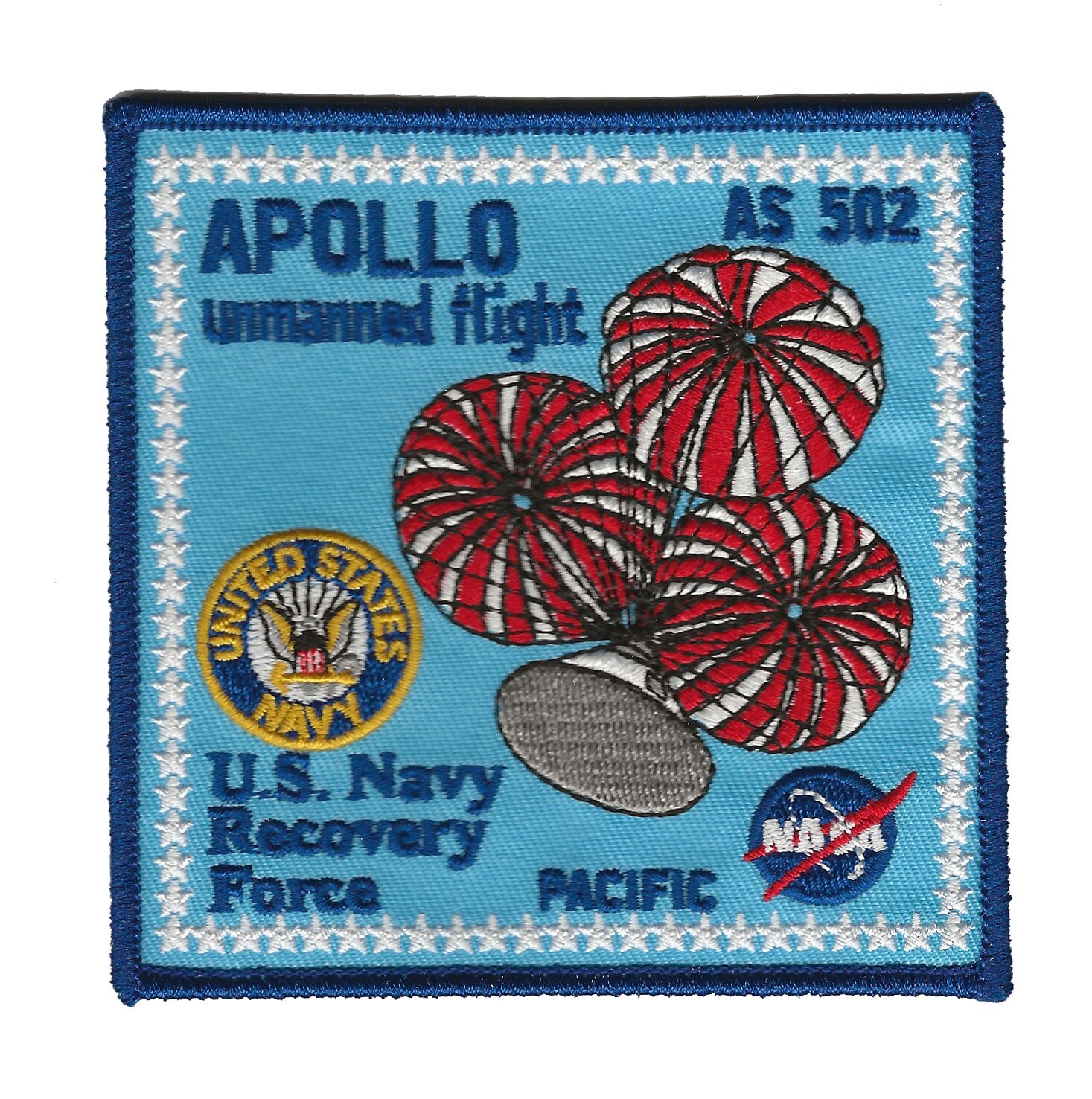 Apollo 6 AS502 NASA US Navy space Pacific recovery force ship patch