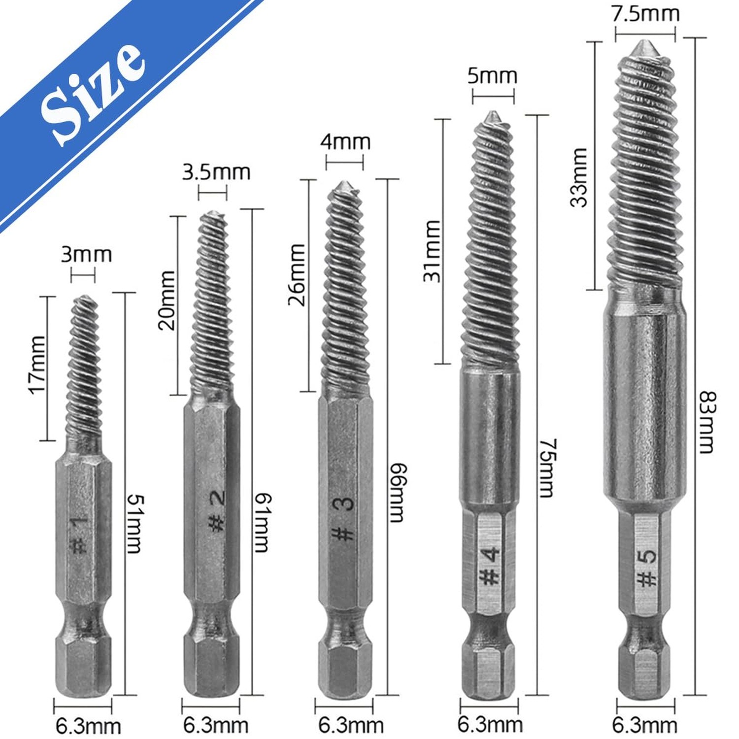 Wolfride 10Pcs Broken Screw Extractor Set, Stripped Screw Remover Drill Bit K...